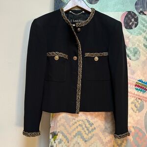Vintage Louis Feraud 1990s beaded boxy black and gold blazer jacket